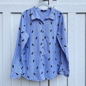 Karl Lagerfeld Aviator Sunglasses Print Button Down Shirt - Size L